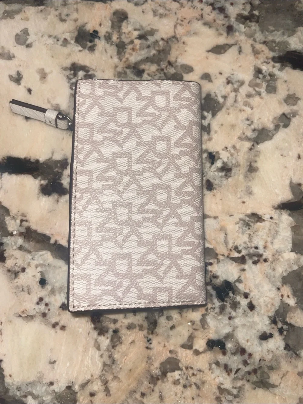 DKNY Pale Pink Monogram Zip Card Pouch